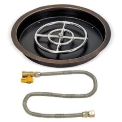 American Fireglass 25 Inch Round Drop-In Pan And 18 Inch Fire Pit Ring - Match Light