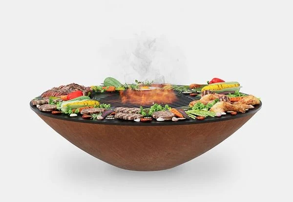 Arteflame 40 Inch Classic Steel Wood Burning Fire Bowl With Cooktop 3 Arteflame 40 Inch Classic Steel Wood Burning Fire Bowl With Cooktop