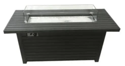 AZ Patio Heaters 54 Inch Black Mocha Rectangular Propane Fire Table With Wind Screen