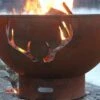 Fire Pit Art Antlers Gas Fire Pit - Match Lit