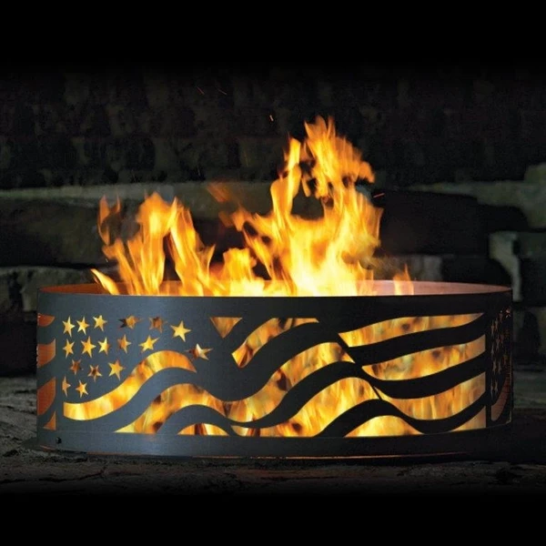 P&D Metal Works American Flag Wood Burning Fire Ring - 14 Gauge 4 P&D Metal Works American Flag Wood Burning Fire Ring - 14 Gauge - Image 2