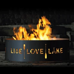 P&D Metal Works Live Love Lake Wood Burning Fire Ring -Fire Pit Shop p d metal works live love lake wood burning fire ring 45