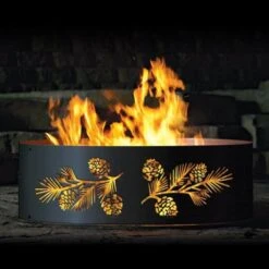 P&D Metal Works Pine Bough Wood Burning Fire Ring - 14 Gauge -Fire Pit Shop p d metal works pine bough wood burning fire ring 14 gauge 45