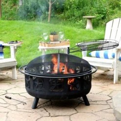 Sunnydaze 30 Inch Black Steel All Star Portable Outdoor Wood Burning Fire Bowl -Fire Pit Shop sunnydaze 30 inch black steel all star portable outdoor wood burning fire bowl 8