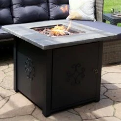 Sunnydaze 30 Inch Square Propane Fire Pit Table - Manual Ignition -Fire Pit Shop sunnydaze 30 inch square propane fire pit table manual ignition 60
