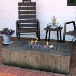 Sunnydaze 48 Inch Rustic Faux Wood Propane Fire Pit Table - Manual Ignition -Fire Pit Shop sunnydaze 48 inch rustic faux wood propane fire pit table manual ignition 63
