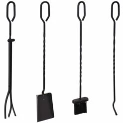 Sunnydaze Black Powder Coated Steel Five Piece Fireplace Tool Set With Stand -Fire Pit Shop sunnydaze black powder coated steel five piece fireplace tool set with stand 11