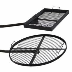 Sunnydaze Black Steel Adjustable Campfire Dual Swivel Grill System -Fire Pit Shop sunnydaze black steel adjustable campfire dual swivel grill system 10