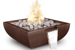 The Outdoor Plus 36 Inch Avalon Hammered Copper Gas Fire And Water Bowl