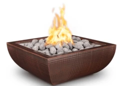 The Outdoor Plus 36 Inch Avalon Hammered Copper Gas Fire Bowl