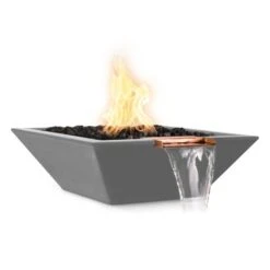 The Outdoor Plus 36 Inch Maya GFRC Gas Fire And Water Bowl - 12V Electronic Ignition