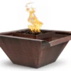 The Outdoor Plus 36 Inch Maya Hammered Copper Gas Fire And Water Bowl - Wide Gravity Spill