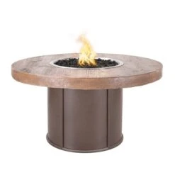 The Outdoor Plus 43 Inch Fresno GFRC Wood Grain Gas Fire Table