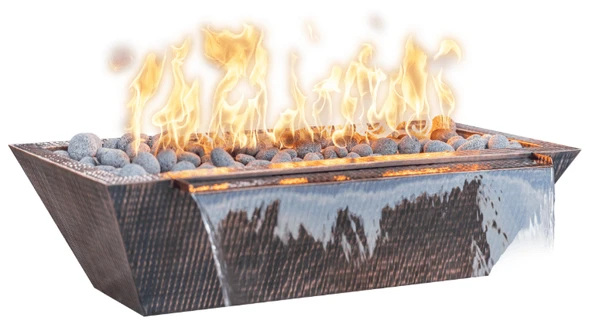 The Outdoor Plus 72 Inch Linear Maya Hammered Copper Gas Fire And Water Bowl 3 The Outdoor Plus 72 Inch Linear Maya Hammered Copper Gas Fire And Water Bowl
