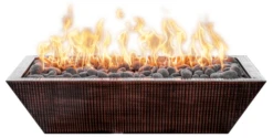 The Outdoor Plus 72 Inch Linear Maya Hammered Copper Gas Fire Bowl