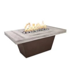The Outdoor Plus Tacoma 48 X 30 Inch Gas Fire Table Match Lit With Flame Sense System And Oak Top