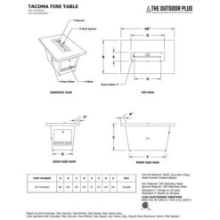 The Outdoor Plus Tacoma 48 X 30 Inch Gas Fire Table Match Lit With Flame Sense System And Oak Top -Fire Pit Shop the outdoor plus tacoma 48 x 30 inch gas fire table match lit with flame sense system and oak top 85