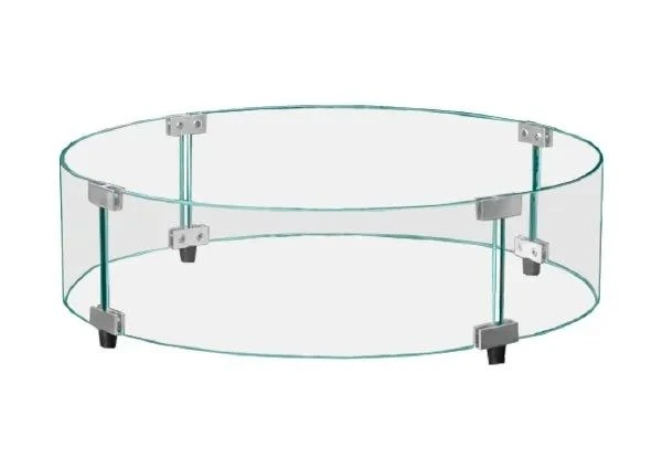 TrueFlame Round Tempered Glass Fire Pit Windshield Kit 3 TrueFlame Round Tempered Glass Fire Pit Windshield Kit